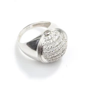 925 Ayar Gümüş Yuvarlak Izgaralı Taşlı Model Yüzük thumbnail 5