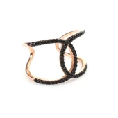 925 Ayar Gümüş Çift C\'li Tasarım Yüzük thumbnail 2