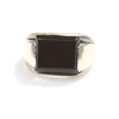 925 Ayar Gümüş Dikdörtgen Oniks Taşlı Erkek Yüzük thumbnail 4