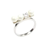 925 Ayar Gümüş Üç İncili Tasarım Yüzük thumbnail 1