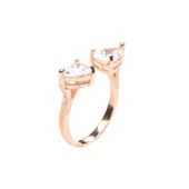 925 Ayar Gümüş Çiftli Damla Taşlı Yüzük thumbnail 3