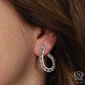 Pırlanta Montür Gümüş Küpe, Baget thumbnail 1