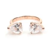 925 Ayar Gümüş Çiftli Damla Taşlı Yüzük thumbnail 7