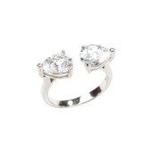 925 Ayar Gümüş Çiftli Damla Taşlı Yüzük thumbnail 4