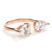 925 Ayar Gümüş Çiftli Damla Taşlı Yüzük thumbnail 10