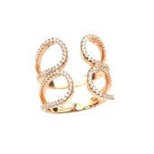 925 Ayar Gümüş Çift Damla Yaprak Tasarım Yüzük thumbnail 2