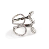 925 Ayar Gümüş Çift Damla Yaprak Tasarım Yüzük thumbnail 12