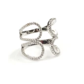 925 Ayar Gümüş Çift Damla Yaprak Tasarım Yüzük thumbnail 11