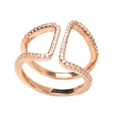 925 Ayar Gümüş Köşeli Çift D Tasarım Yüzük thumbnail 3