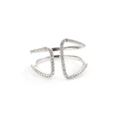 925 Ayar Gümüş Köşeli Çift D Tasarım Yüzük thumbnail 10