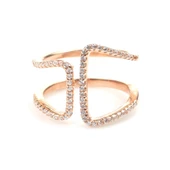 925 Ayar Gümüş Köşeli Çift D Tasarım Yüzük thumbnail 5