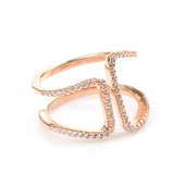 925 Ayar Gümüş Köşeli Çift D Tasarım Yüzük thumbnail 4