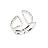 925 Ayar Gümüş Köşeli Çift D Tasarım Yüzük thumbnail 1