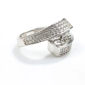 925 Ayar Gümüş Kare Model Taşlı Yüzük thumbnail 7