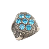 925 Ayar Gümüş Oval Mavi Zirkon Taşlı Erkek Yüzük thumbnail 1