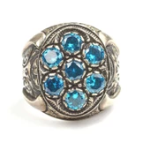 925 Ayar Gümüş Oval Mavi Zirkon Taşlı Erkek Yüzük thumbnail 4