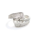 925 Ayar Gümüş Kare Model Taşlı Yüzük thumbnail 3