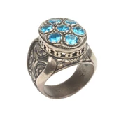 925 Ayar Gümüş Oval Mavi Zirkon Taşlı Erkek Yüzük thumbnail 2