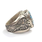 925 Ayar Gümüş Oval Mavi Zirkon Taşlı Erkek Yüzük thumbnail 3