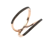 925 Ayar Gümüş Rose Renkli Siyah Taşlı  Yüzük thumbnail 2