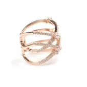 925 Ayar Gümüş Beyaz Zirkon Taşlı X Model Yüzük thumbnail 6