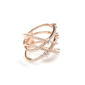 925 Ayar Gümüş Beyaz Zirkon Taşlı X Model Yüzük thumbnail 5