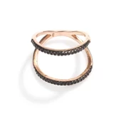 925 Ayar Gümüş Rose Renkli Siyah Taşlı  Yüzük thumbnail 5