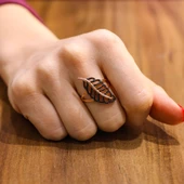 925 Ayar Gümüş Kestane Yaprağı Model Tasarım Yüzük thumbnail 1