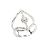 925 Ayar Gümüş Beyaz Renk Beyaz Zirkon Taşlı Tasarım Yüzük thumbnail 2