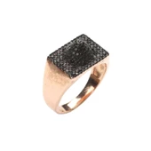 925 Ayar Gümüş Siyah Taşlı Şapka Tasarım Yüzük thumbnail 2