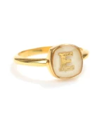 925 Ayar Gümüş Beyaz Mineli Harfli Yüzük thumbnail 5