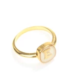 925 Ayar Gümüş Beyaz Mineli Harfli Yüzük thumbnail 3