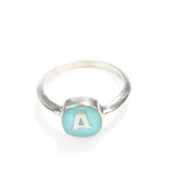 925 Ayar Gümüş Turkuaz Mineli Harfli Yüzük thumbnail 3