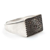 925 Ayar Gümüş Siyah Taşlı Şapka Tasarım Yüzük thumbnail 3