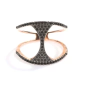 925 Ayar Rose Gümüş Siyah Taşlı Yüzük thumbnail 5