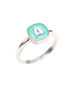 925 Ayar Gümüş Turkuaz Mineli Harfli Yüzük thumbnail 5