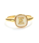 925 Ayar Gümüş Beyaz Mineli Harfli Yüzük thumbnail 2