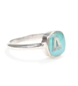 925 Ayar Gümüş Turkuaz Mineli Harfli Yüzük thumbnail 4