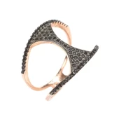925 Ayar Rose Gümüş Siyah Taşlı Yüzük thumbnail 3