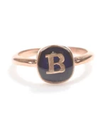 925 Ayar Gümüş Lacivert Mineli Harfli Yüzük thumbnail 2