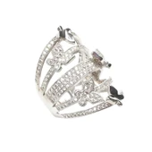 925 Ayar Gümüş Beyaz Renk Zirkon Taşlı Kelebek Model Yüzük thumbnail 2