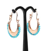 925 Ayar Gümüş Ay Modeli Turkuaz Küpe thumbnail 4