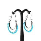 925 Ayar Gümüş Ay Modeli Turkuaz Küpe thumbnail 9