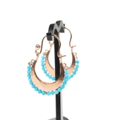 925 Ayar Gümüş Ay Modeli Turkuaz Küpe thumbnail 5