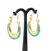 925 Ayar Gümüş Ay Modeli Turkuaz Küpe thumbnail 2