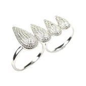 925 Ayar Gümüş Dörtlü Damla Çift Parmak Yüzük thumbnail 1