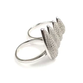 925 Ayar Gümüş Dörtlü Damla Çift Parmak Yüzük thumbnail 6