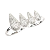 925 Ayar Gümüş Dörtlü Damla Çift Parmak Yüzük thumbnail 4