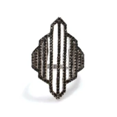 925 Ayar Gümüş Pembe Renk Çizgili Model Yüzük thumbnail 2