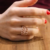 925 Ayar Gümüş Yapraklı Model Tasarım Yüzük thumbnail 1